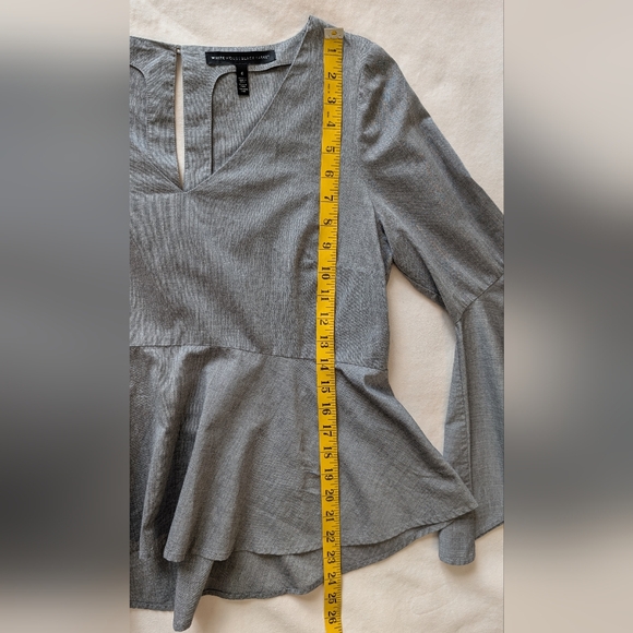 White House Black Market Women's Blouse Gray Peplum Cotton Top Size 6 - Picture 9 of 15